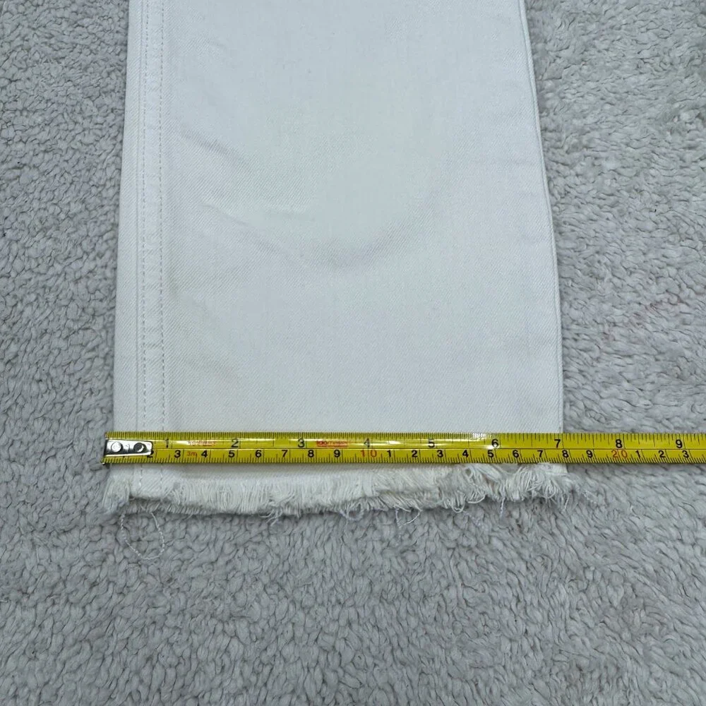 Johnny Was The Cropped Boyfriend Jean Women's Off White Pants Fray Hem, Size 27 - Picture 12 of 13